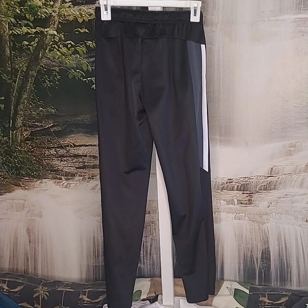 Athletic Works Boys XL 14-16 athletic sweatpants black gray white stripes